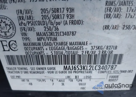 2020 Ford Ecosport Titanium из США, поврежденный, VIN MAJ6S3KL2LC340787